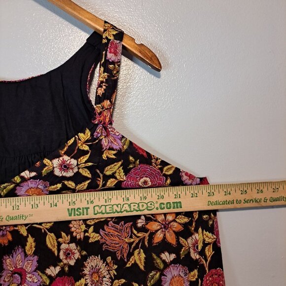 Free People Oh Baby Floral Print Minidress Black Pink Embroidered‎ Smocked Small - Picture 9 of 12